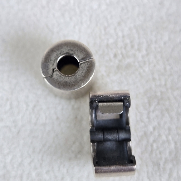 2 Pandora Sterling Silver 925 plain Smooth Stopper Clip Charm #790138 | Retired - Picture 2 of 2